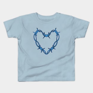 Blue barbed wire heart Kids T-Shirt